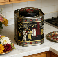 Boîte en fer blanc carrée vintage de qualité alimentaire JH Professional pour thé, café, promotion et souvenirs de voyage