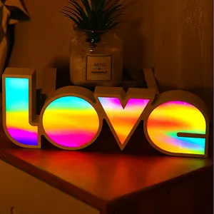 Lampu Kreatif Warna-warni, Dekorasi Pesta Pernikahan Kamar Tidur Cinta 3D Lampu Malam Hadiah USB Daya Pelangi Romantis Cinta Dipimpin Cahaya Malam