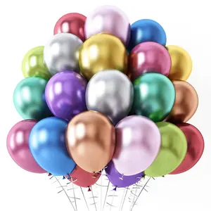 JYAO Metallic Balloons 12 Inch Latex Party Chrome Multicolor Party Balloons For Birthday Wedding