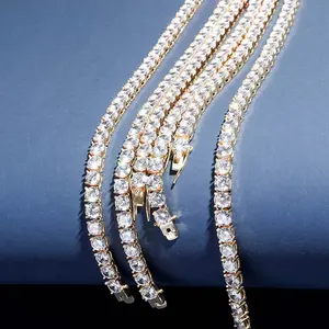 Collar de cadena de eslabones cubanos de 18K para hombre y mujer, joyería ostentosa de diamantes de imitación, 18 pulgadas, CN10064-6mm