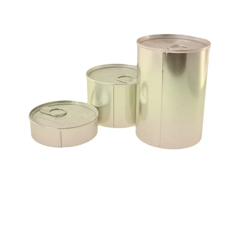 Boîte de conserve à anneau en métal Boîtes de conserve vides de thon de 100ml avec couvercle transparent blanc noir