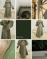Ensemble 2 Pièces Premium en Coton pour Femme Musulmane – Hauts Élégants et Robe Longue – Tenues Modestes Arabes de Dubaï 2026