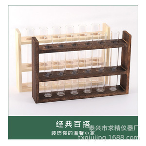 Retro Wooden Hydroponic Plant <b>Stand</b> With Glass Tubes For Pothos <b>Desktop</b> Decoration - Product Image 3