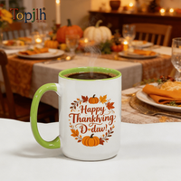 Mug en céramique vierge bicolore de 15 oz pour sublimation, idéal pour usage quotidien et cadeaux de fêtes, vente en gros Topjlh