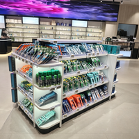 Estantes Modernos para Exhibición de Cosméticos en Supermercados con Esquina Curva en Forma de L y Caja de Luz Lateral para Tienda de Cosméticos