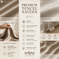 Ensemble de draps plats pour lit double HONI certifié OEKO-TEX 100% Lyocell 300tc 4 pièces, drap plat, taie d'oreiller pour tous les âges