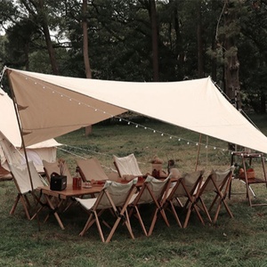 Couverture de pluie de camping moyen imperméable à une couche cadre en acier bâche abri tente en toile pour usage extérieur - Product Image 6