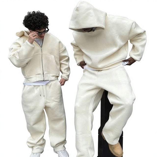 Hommes Survêtement Polaire Ensemble Capuche Haut Jogging Bas Hiver Gym