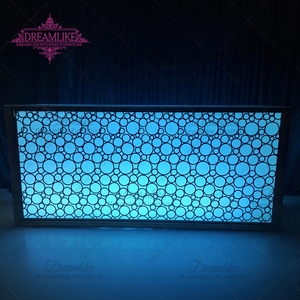 أثاث نادي الزفاف إطار معدني ذهبي مستطيلي أبيض ضوء أكريليك طاولة متنقلة قضبان الكوكتيلات led - Product Image 3