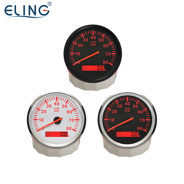 ELING 85mm Waterproof Tachometer Gasoline Diesel RPM Gauge REV Counter for Car Truck Tractors 12V 24V With Backlight