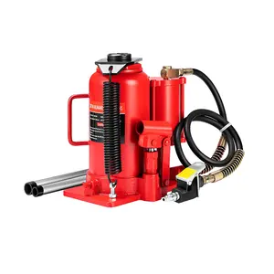 Pneumatic Air Hydraulic Bottle Jack with Manual Hand Pump 20 Ton Heavy Duty Auto Truck Travel Trailer Repair Lift Red