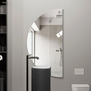 Miroir Mural Semi-circulaire Irrégulier À LED, Miroir De Salle De Bains Sans Cadre, Réglable À 3000K/4000K/6000K, Bouton Tactile Intelligent, Dimmable, for Salle De Bain, Chambre À Coucher Et Salon