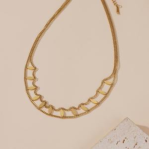 Collier pendentif marquise doré en acier inoxydable avec chaîne à maillons pour femme, bijoux de mode - Product Image 1