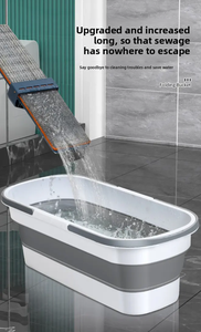 42Cm Roestvrijstalen Microfiber Platte Dweil Met Lange Steel En Vouw Emmer Huishoudelijke Reiniging Voor Huisvloeren - Product Image 3