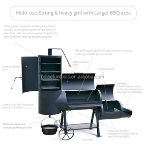 Griglia a Carbone BBQ Commerciale <span class=keywords><strong>in</strong></span> Metallo con Carrello, Affumicatore <span class=keywords><strong>in</strong></span> Acciaio per Ristoranti - Product Image 4