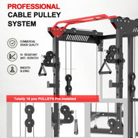 Sistema de Poleas Cruzadas, Estación de Dominadas, Equipo de Fuerza para Gimnasio, Power Rack, Entrenador Funcional con Accesorio Landmine