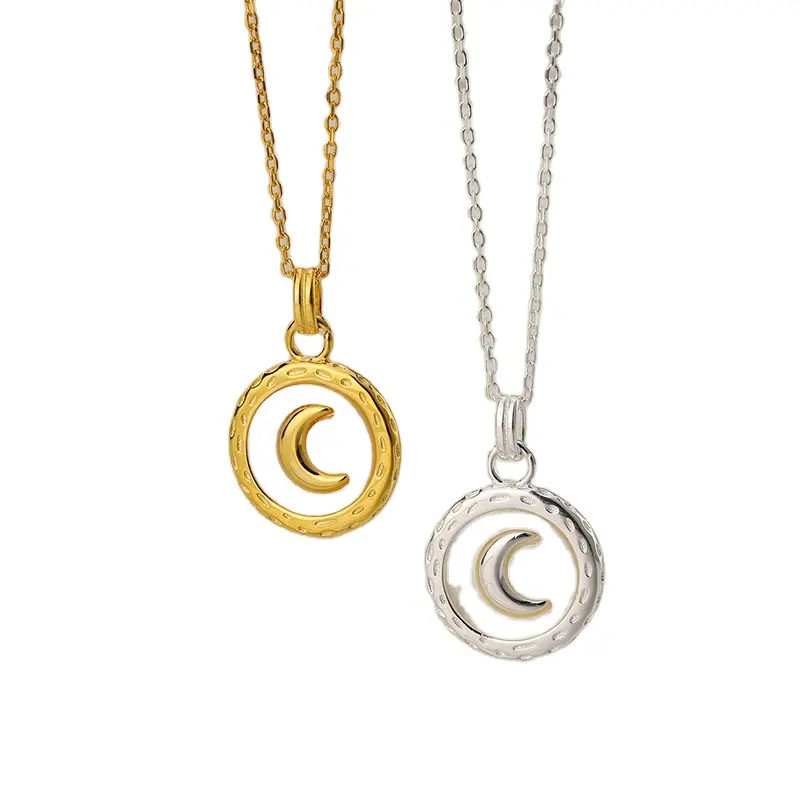 Collana medaglia luna KISVI s925 collana bianco naturale madreperla bianco