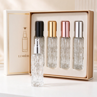 Flacon pulvérisateur de parfum en verre transparent gaufré de 10 ml, avec bouchon métallique personnalisé, atomiseur cosmétique portable rechargeable vide avec pompe