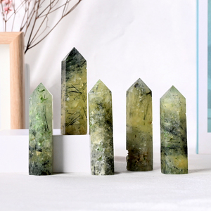 Tinh thể tự nhiên thạch anh đánh bóng Cây Đũa phép chữa bệnh đá Prehnite <span class=keywords><strong>rutile</strong></span> điểm tháp để trang trí - Product Image 1