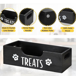 Boîte de rangement personnalisée pour friandises pour animaux de compagnie, en bois rectangulaire avec étiquettes, pour chiens et chats, organisateur de nourriture, type sur pied - Product Image 2
