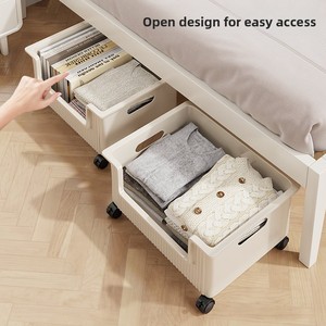 Under-Bed <b>Storage</b> Box with Wheels Drawer-Type Movable Organizer <b>Clothes</b> <b>Storage</b> Container Polypropylene Modern Minimalist - Product Image 5