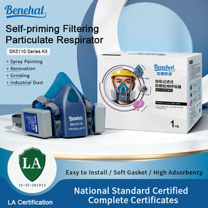 Benehal 5110 Masker <span class=keywords><strong>Gas</strong></span> Setengah Wajah Silikon 3-Lapis Alat Pernapasan <span class=keywords><strong>Respirator</strong></span> Debu yang Dapat Digunakan Kembali Klip Hidung yang Dapat Disesuaikan A100/8002 - Product Image 2