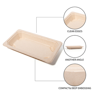 Biodegradable Disposable Bagasse Pulp Fast Food Packing Sushi Tray With Lid