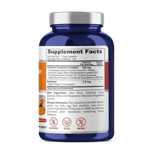 Private Label Kurkuma Curcumine <span class=keywords><strong>Capsules</strong></span> Met BioPerine-95 % Gestandaardiseerde Curcuminoïden En Zwarte Peper Kruidensupplement - Product Image 3