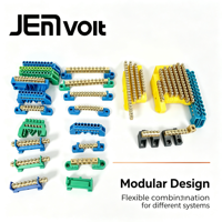 Barre de distribution neutre haute tension JEMA sur rail DIN, barre de liaison à la terre de type pont en laiton pour armoire de distribution électrique
