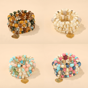 Chất Lượng Cao Sang Trọng Biểu Tượng Tùy Chỉnh Boho Nhiều Lớp Kính Phụ Nữ Vòng Tay Đính Cườm Tình Yêu Trái Tim Mặt Dây Chuyền Hạt Bracelet Bộ 2022 - Product Image 6