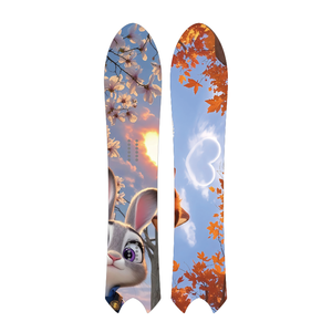 Ensemble de planches à neige personnalisées Oem bon marché, skis d'entraînement durables, fixation plastique all mountain, couverture de snowboard pour adulte en fibre de carbone - Product Image 3
