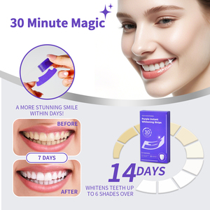 Tiras blanqueadoras <span class=keywords><strong>de</strong></span> dientes moradas con sabor a menta, sin peróxido, con tecnología <span class=keywords><strong>de</strong></span> corrección <span class=keywords><strong>de</strong></span> color púrpura para uso doméstico. - Product Image 6