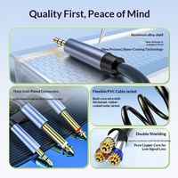 Kabel Splitter Y 3.5mm 1/8" TRS ke Dual 6.35mm 1/4" TS Mono Stereo