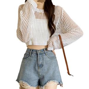 Cárdigan de Verano para Mujer, Ligero, Transpirable, de Manga Larga, Cuello Redondo, en Spandex/Algodón, Estilo Casual - Product Image 5