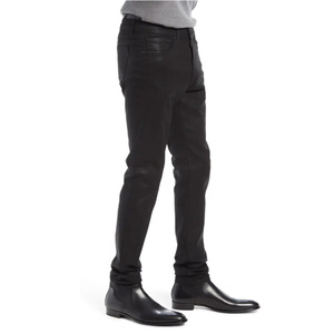 Jeans en denim ciré <span class=keywords><strong>noir</strong></span> ajustés et cintrés sur mesure pour hommes, coupe slim, effet empilé - Product Image 4