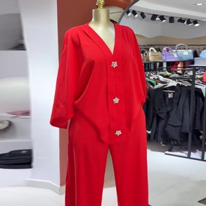 Colección Primavera 2025: Camisa de Manga Siete, Cuello en V, Cintura Alta, Pierna Recta, Holgada, Casual, con Patrón Sólido para Mujer, Estilo Europeo Americano - Product Image 4