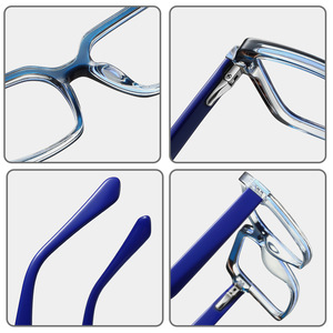 Monture de lunettes anti-lumière bleue carrée TR90 87306 unisexe, pont moyen, verres AC, monture optique - Product Image 5