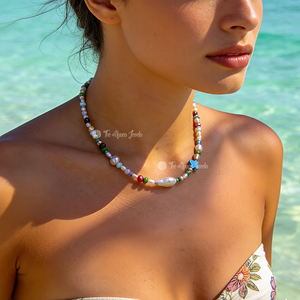 Collier Unique Tendance Coloré en Perles d'Eau Douce et Acier Inoxydable Étanche – Bijou de Plage Idéal pour les Vacances – Cadeau Parfait – Perlas De Agua Dulce - Product Image 4