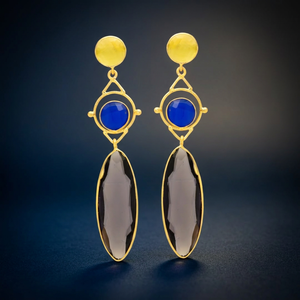 Boucles d'oreilles pendantes en argent avec pierres précieuses, faites à la main, plaquées or, ethniques, pour fiançailles, fête, mode bohème - Product Image 3