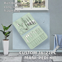 Juego de Herramientas de Manicura y Pedicura Profesional de Acero Inoxidable de 16/22 Piezas, Juego de Cortaúñas de Lujo con Logotipo Personalizado, Juego de Cortaúñas para el Cuidado de las Uñas