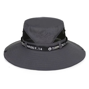 Chapeau de soleil unisexe d'été pour la pêche, décontracté, pour le cyclisme, le pêcheur, à large bord, pliable, en maille, 100 % polyester - Product Image 1