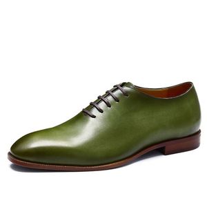 Chaussures d'affaires haut de gamme en cuir véritable souple, style Oxford décontracté et formel, semelle plate antidérapante, lacets, chaussures pour hommes élégantes - Product Image 1