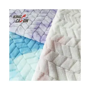 Wheat shape Jacquard Print and Dye Both Side Brush Warp Knitting Comfortable Flannel Fleece Fabric For Garments Slipper Blanket