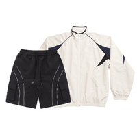 Ensemble de survêtement personnalisé avec logo, veste de jogging en nylon, chemise coupe-vent pour homme, ensemble court, vêtements de sport surdimensionnés, patchwork