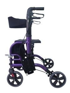 <span class=keywords><strong>Fauteuil</strong></span> <span class=keywords><strong>roulant</strong></span> de transport pliable et déambulateur 2 en 1 avec accoudoir et repose-pieds détachables TRA08 - Product Image 4