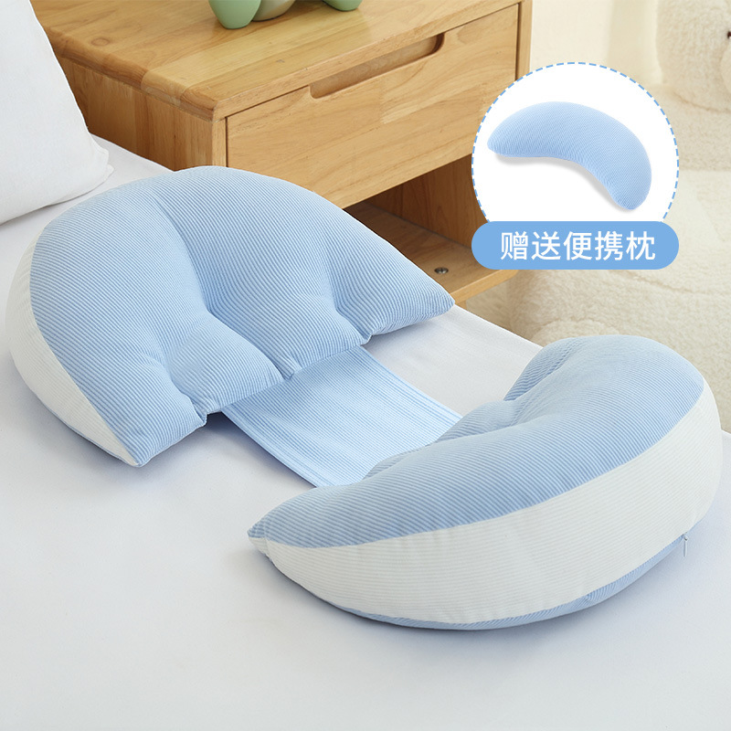 Oreiller auxiliaire bleu velours noyau d'oreiller pour femmes enceintes