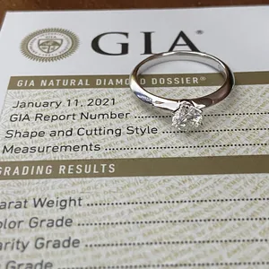 HQ GEMS 18K White Solid Gold 1Carat GIA VS 100% Natural Original Diamond Engagement Women Ring