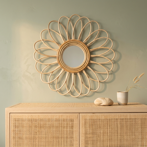 Miroir mural pour chambre de bébé en rotin moderne artisanal de haute qualité, fabriqué à 100% en rotin au Vietnam - Product Image 1