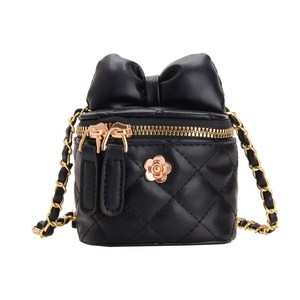 <b>Black</b> Quilted <b>Mini</b> <b>Bag</b> Children's <b>Bag</b> New <b>Mini</b> Cute Bow Chain Cross Body Kid's <b>Bag</b> Girl's Shoulder <b>Bag</b> RTS Bulk Mixed Order - Product Image 2