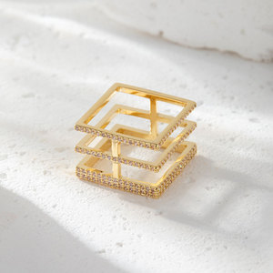 MyMuyu Fashion Creative Hollow Geometric Scarf Buckle Gold Square Decorative Brooch Durable Niche High End - Product Image 1